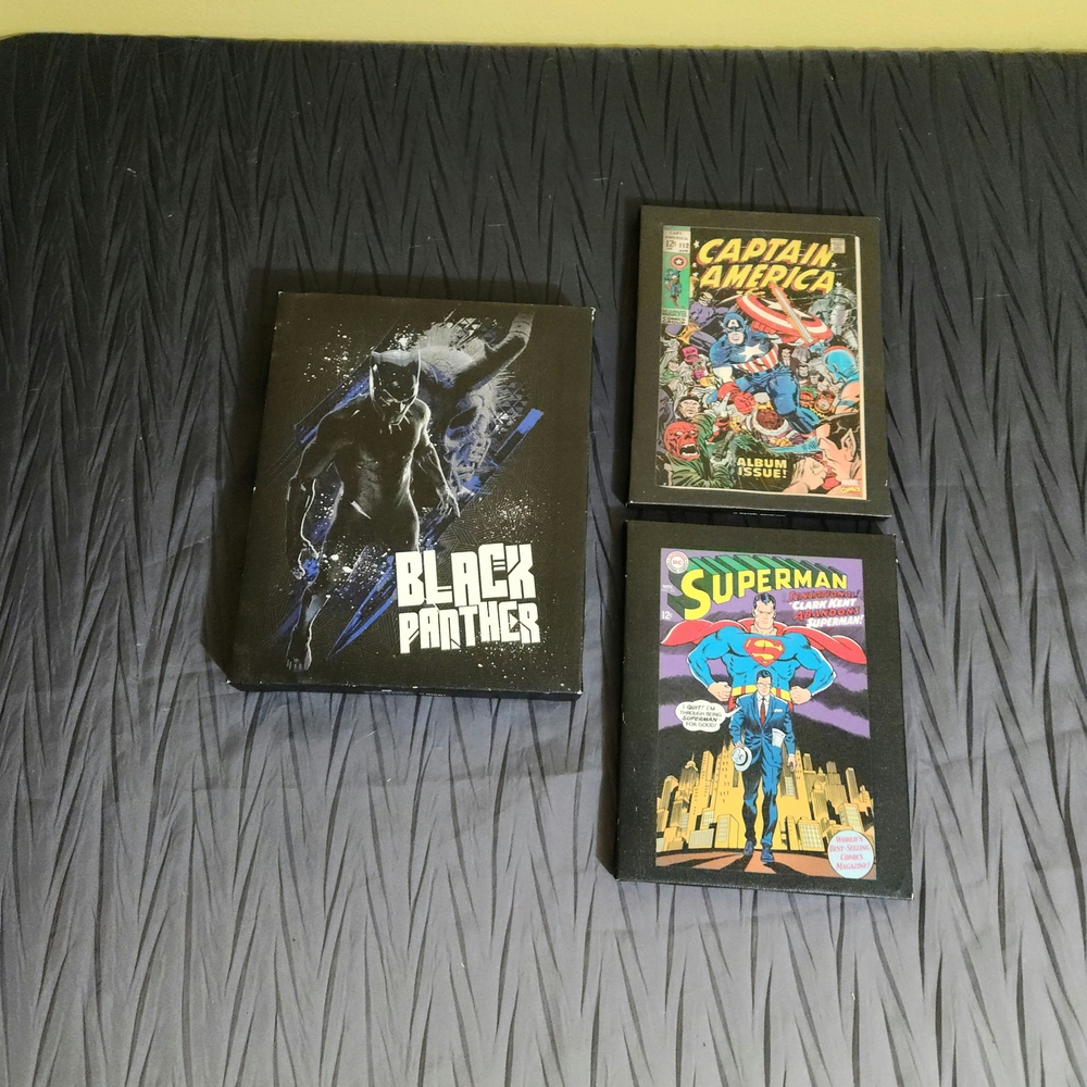 Marvel Black Panther, Superman, Captain America Wall Art - Black and Blue